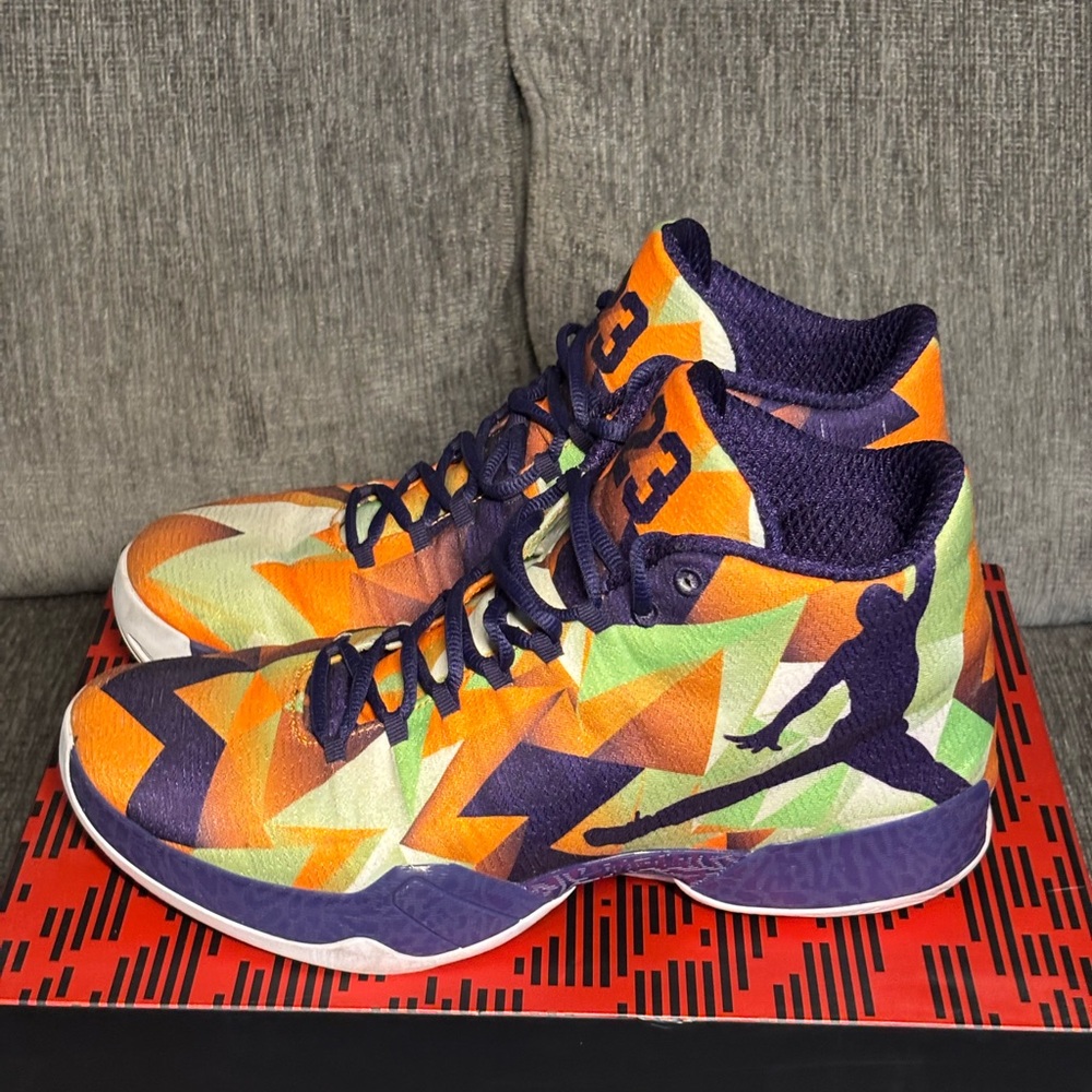 **SOLD** Jordan Multicolor Athletic Shoes - Orange, Purple, Green